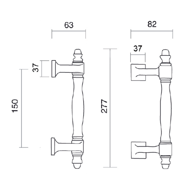 Ручка дверная "скоба" Contessa Pull 228 mm. Ручка скоба дверная латунь.